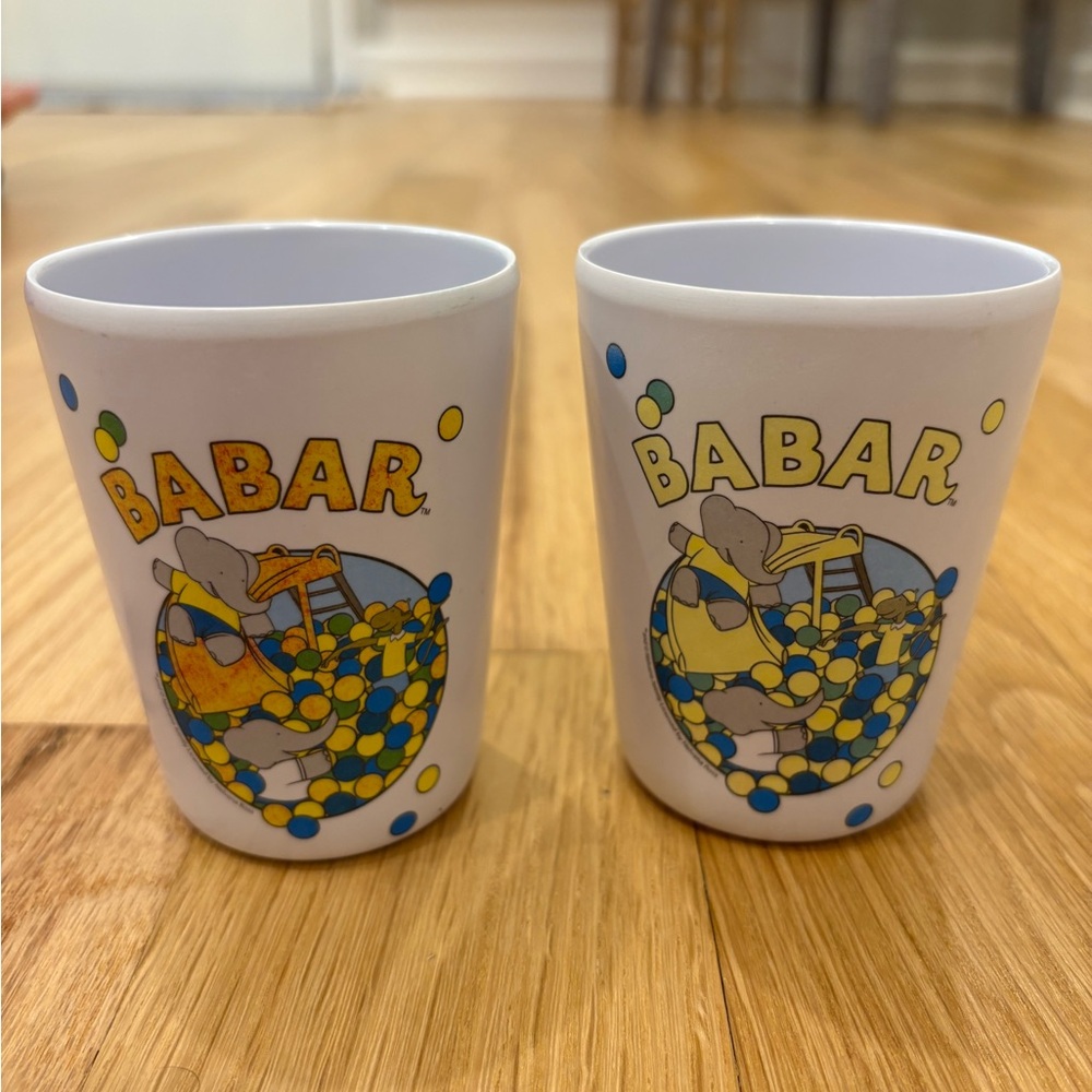 BABAR The Elephant Vintage Set Of 2 Cups Slide Ball Pit Children’s Kids Toddler
